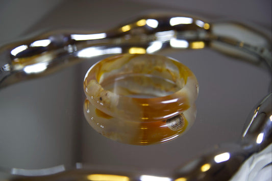 Orange Agate Bangle Bracelet: Earthy Boho Healing Jewelry, 59mm