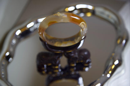 Orange Agate Bangle Bracelet: Earthy Boho Healing Jewelry, 59mm