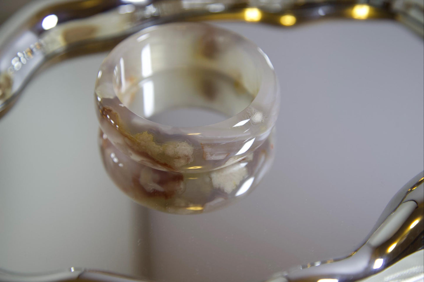 Natural Agate Stone Bangle • Hand-Carved Gemstone Bracelet • Polished Crystal Jewelry • 59-60mm Agate Bangle for Healing, Balance & Gift