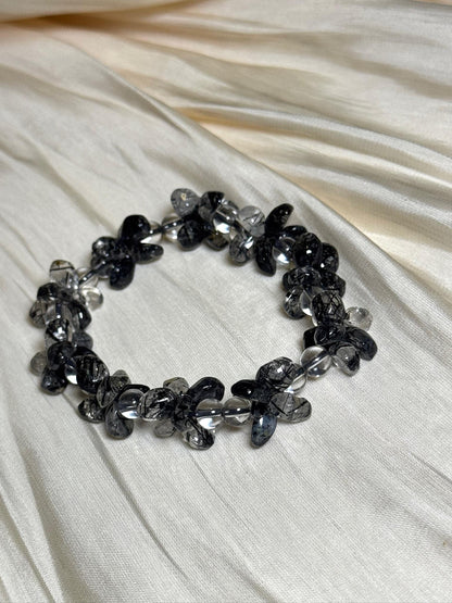 Black Rutilated Quartz Bracelet • Natural Healing Crystal Jewelry • Protection & Energy Balance Stone • Handmade Gemstone Bracelet Gift