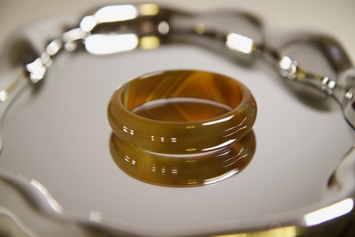 Brown Agate Bangle Bracelet • Polished Gemstone Jewelry • Natural Healing Crystal Bangle • Unisex Boho Bracelet for Protection & Balance