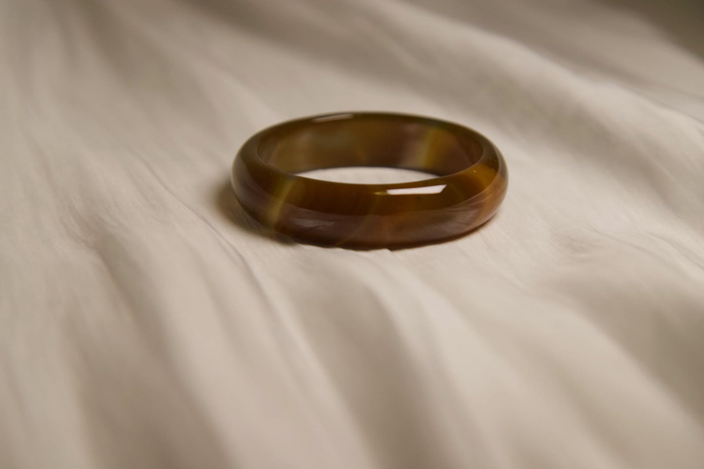 Brown Agate Bangle Bracelet • Polished Gemstone Jewelry • Natural Healing Crystal Bangle • Unisex Boho Bracelet for Protection & Balance