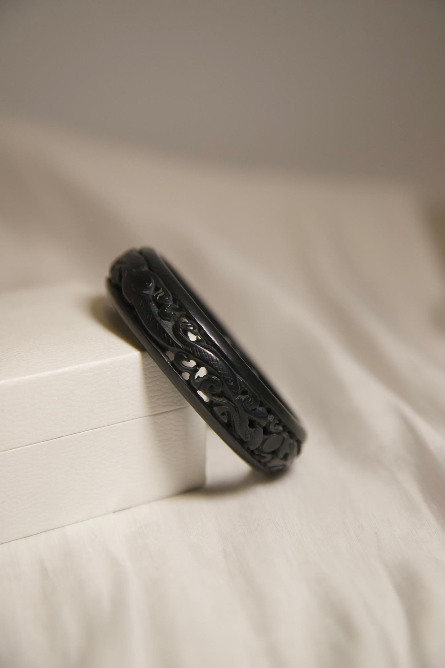 Hand-Carved Dark Green Jade Bangle • Dragon Motif Unisex Bracelet • Natural Jade Stone Jewelry for Protection, Strength & Spiritual Gift