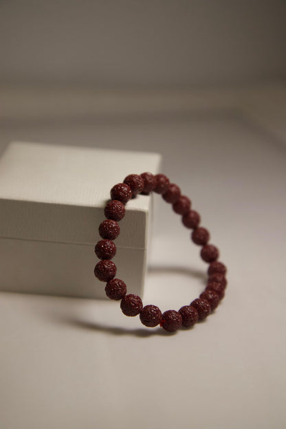 Cinnabar Beaded Bracelet • Hand-Carved Red Crystal Jewelry • Protection & Luck Charm • Feng Shui Beaded Bracelet • Spiritual Healing Gift