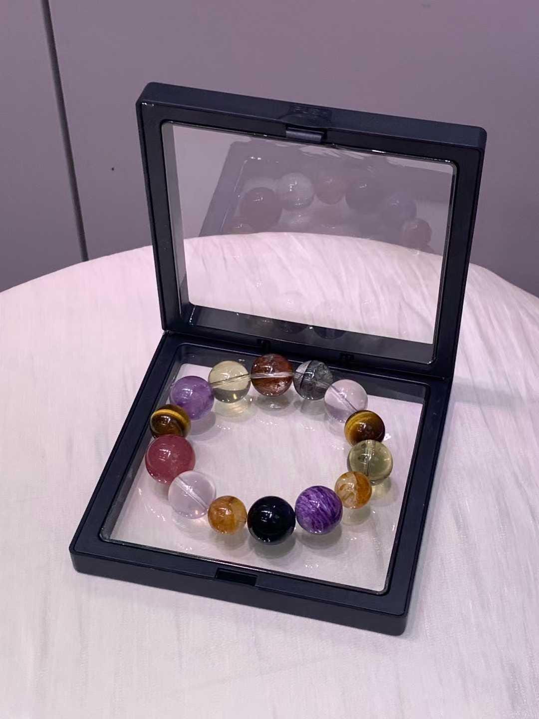 Rainbow Aura Natural Crystal Bracelet | Multicolor Gemstone Healing Energy Beads | Handmade Jewelry Gift for Her