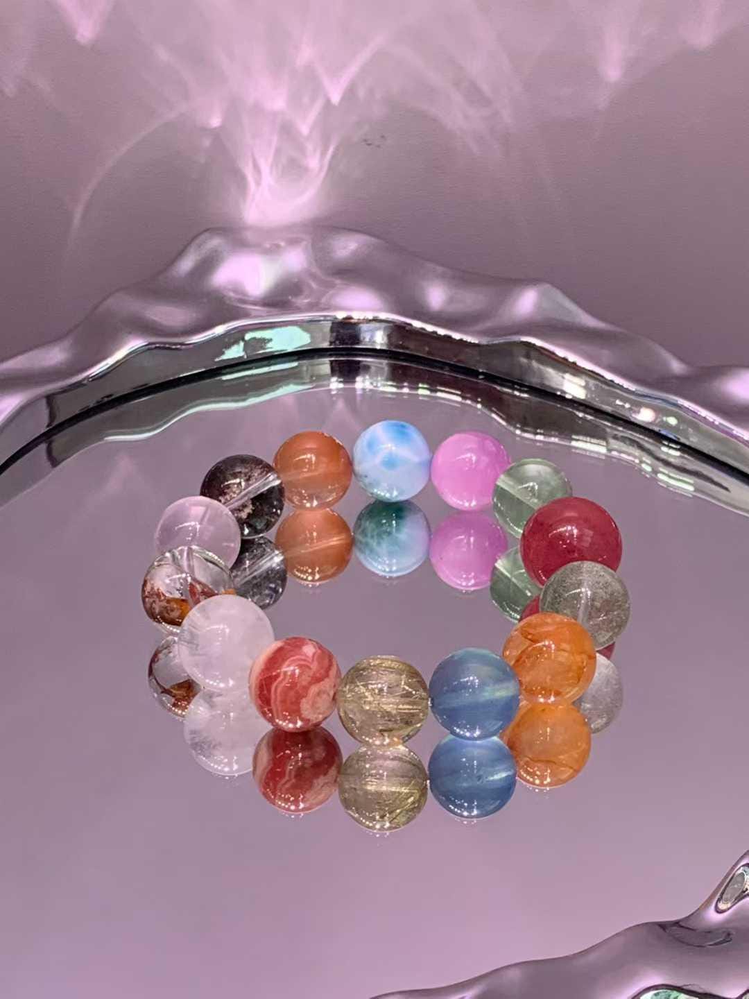 Golden Strawberry Aura Bracelet | Natural Crystal Energy Bracelet | Love, Luck & Vitality Gemstone Jewelry