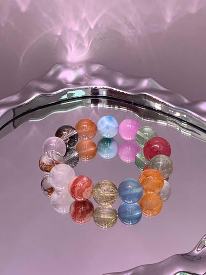 Golden Strawberry Aura Bracelet | Natural Crystal Energy Bracelet | Love, Luck & Vitality Gemstone Jewelry